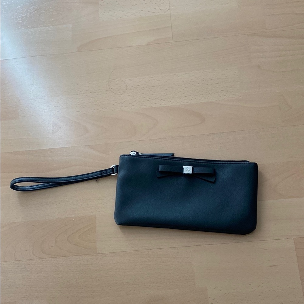 Black Wristlet Clutch with Bow Accent